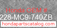 Honda 77228-MC9-740ZB genuine part number image