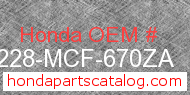 Honda 77228-MCF-670ZA genuine part number image