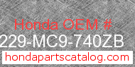 Honda 77229-MC9-740ZB genuine part number image