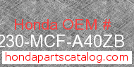 Honda 77230-MCF-A40ZB genuine part number image