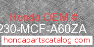 Honda 77230-MCF-A60ZA genuine part number image