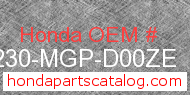 Honda 77230-MGP-D00ZE genuine part number image