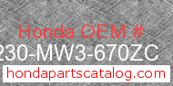 Honda 77230-MW3-670ZC genuine part number image