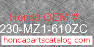Honda 77230-MZ1-610ZC genuine part number image