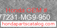 Honda 77231-MG9-950 genuine part number image