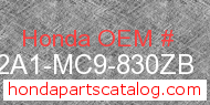 Honda 772A1-MC9-830ZB genuine part number image