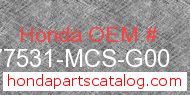 Honda 77531-MCS-G00 genuine part number image