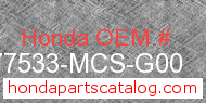 Honda 77533-MCS-G00 genuine part number image