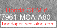 Honda 77961-MCA-A80 genuine part number image