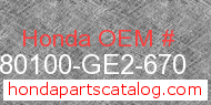 Honda 80100-GE2-670 genuine part number image
