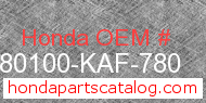 Honda 80100-KAF-780 genuine part number image