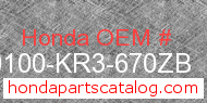 Honda 80100-KR3-670ZB genuine part number image
