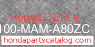 Honda 80100-MAM-A80ZC genuine part number image