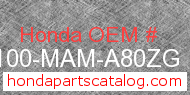 Honda 80100-MAM-A80ZG genuine part number image
