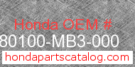 Honda 80100-MB3-000 genuine part number image