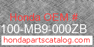 Honda 80100-MB9-000ZB genuine part number image