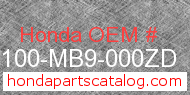 Honda 80100-MB9-000ZD genuine part number image