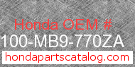 Honda 80100-MB9-770ZA genuine part number image