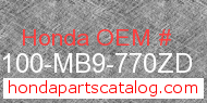 Honda 80100-MB9-770ZD genuine part number image