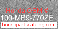 Honda 80100-MB9-770ZE genuine part number image