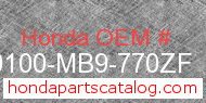 Honda 80100-MB9-770ZF genuine part number image