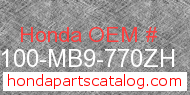Honda 80100-MB9-770ZH genuine part number image
