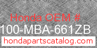 Honda 80100-MBA-661ZB genuine part number image