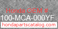 Honda 80100-MCA-000YF genuine part number image