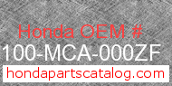 Honda 80100-MCA-000ZF genuine part number image