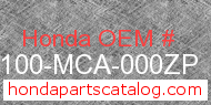 Honda 80100-MCA-000ZP genuine part number image