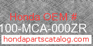 Honda 80100-MCA-000ZR genuine part number image
