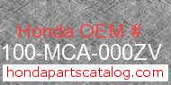 Honda 80100-MCA-000ZV genuine part number image
