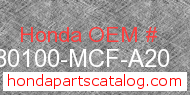 Honda 80100-MCF-A20 genuine part number image
