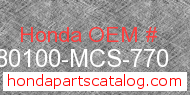 Honda 80100-MCS-770 genuine part number image