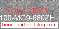 Honda 80100-MG9-680ZH genuine part number image
