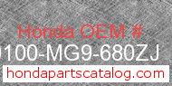Honda 80100-MG9-680ZJ genuine part number image