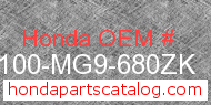Honda 80100-MG9-680ZK genuine part number image