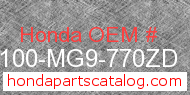 Honda 80100-MG9-770ZD genuine part number image