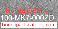 Honda 80100-MK7-000ZD genuine part number image