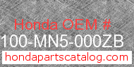 Honda 80100-MN5-000ZB genuine part number image