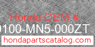 Honda 80100-MN5-000ZT genuine part number image