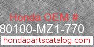 Honda 80100-MZ1-770 genuine part number image
