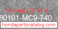 Honda 80101-MC9-740 genuine part number image