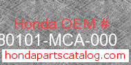Honda 80101-MCA-000 genuine part number image