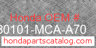 Honda 80101-MCA-A70 genuine part number image