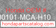 Honda 80101-MCA-H10 genuine part number image