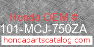 Honda 80101-MCJ-750ZA genuine part number image
