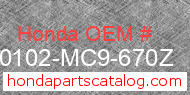 Honda 80102-MC9-670Z genuine part number image
