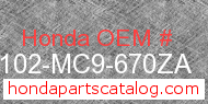 Honda 80102-MC9-670ZA genuine part number image