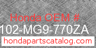 Honda 80102-MG9-770ZA genuine part number image